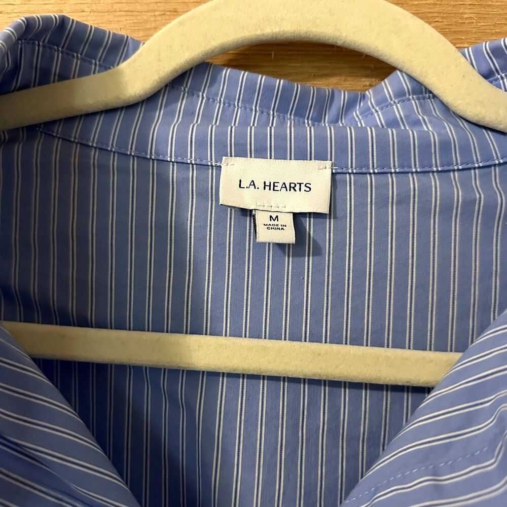 Pacsun LA Hearts Button Down Long Sleeve Oversized Shirt in Blue/White EUC - Picture 9 of 9